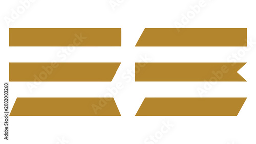 Set of golden brown ribbon banners and labels