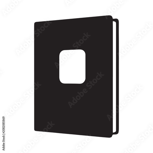 Book Silhouette With Central Rectangle Cutout On White Background