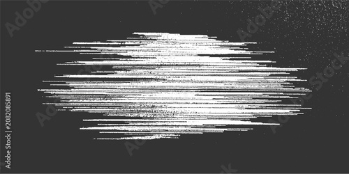 Tableau sur toile White horizontal glitch lines forming a circular pattern on a dark gray textured