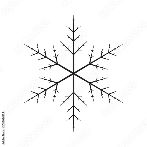 Snowflake silhouette on a white background delicate crystalline structure