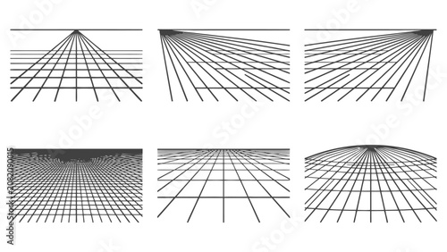 Set of perspective grid lines for drawing and design