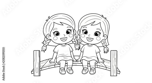 Two children sitting on a swing together.