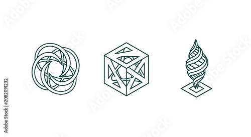 Abstract geometric line art illustrations set.