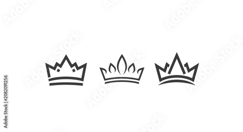 Three elegant crown icons in black and white.