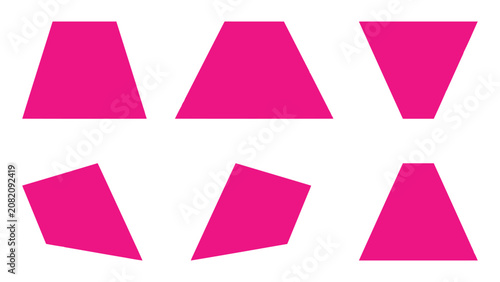 Set of various pink geometric trapezoid shapes