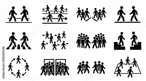 Human Crowd Icons: Group, Movement, and Interaction Symbols