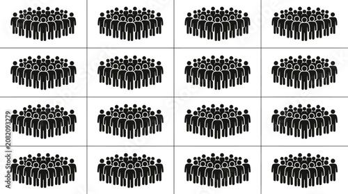 Crowd of People Silhouettes Seamless Pattern