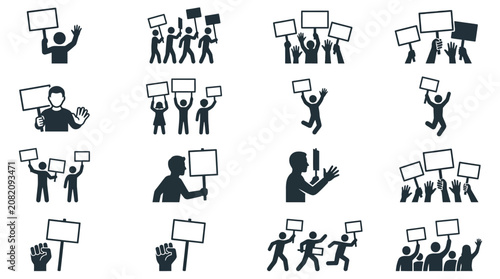 Tableau sur toile Protestors Holding Blank Signs