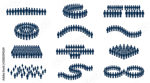 Diverse Human Formations: Abstract Group Figures in Various Arrangements