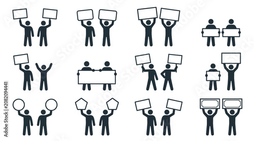 Photos Protest signs, demonstration symbols, crowd holding banners, people with placard