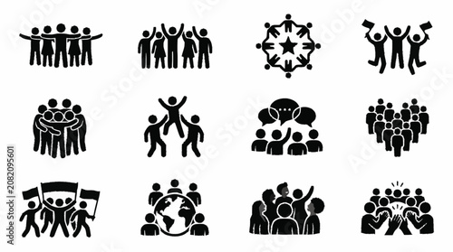 Bild auf Leinwand Diverse Crowd Icons: Unity, Celebration, and Community