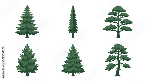 Collection of stylized evergreen trees
