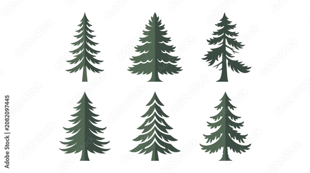 Obraz premium Group of evergreen trees illustration