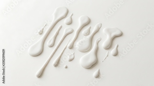 White paint drips and liquid blobs on a smooth surface illustration