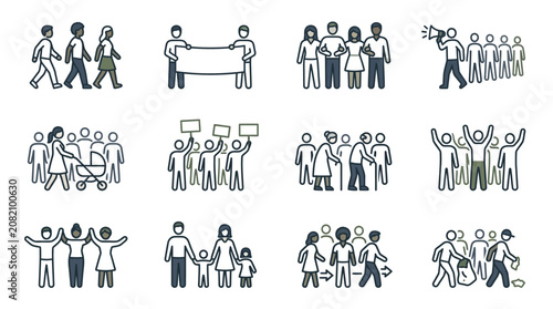 Fotografía Diverse People Icons: Group, Protest, Family, Community, Activism, Crowd