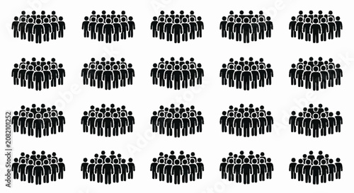 Crowd Icons: Diverse Group Silhouettes, Teamwork, Community, People Collection