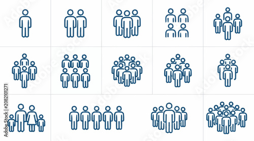 People icons set, representing different group sizes and diversity.