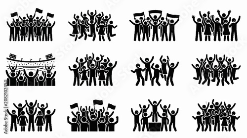 Tableau sur toile Crowd People Icons Set