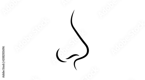 Foto Minimalist Line Art of a Human Nose Profile on White Background