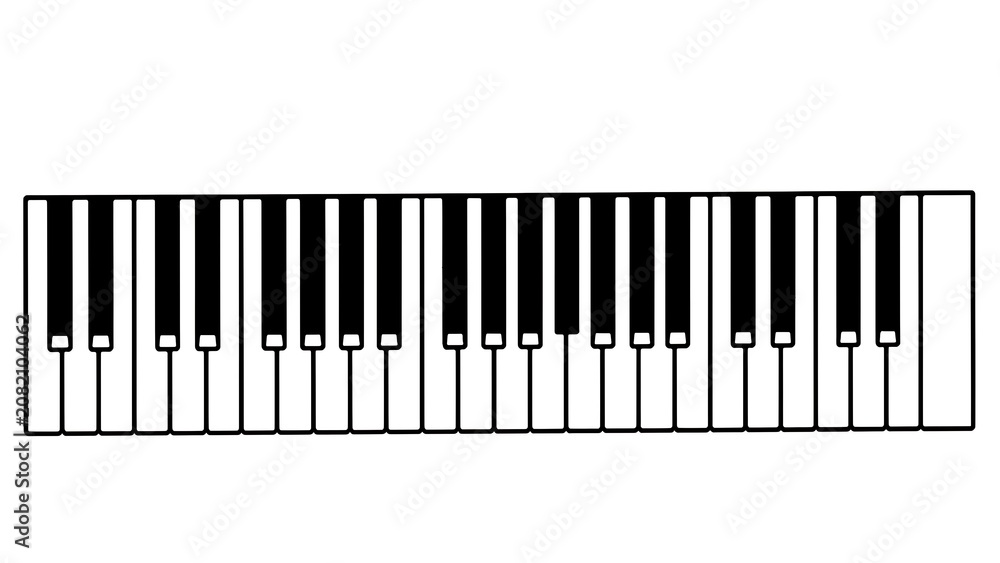 Fototapeta premium Piano keyboard illustration on white background.