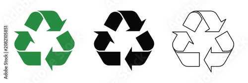 Canvastavla Recycle symbol, set with recycling arrows icon set, environmental sustainability