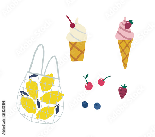 A bag of lemons, ice cream, and years of cherries, blueberries, and raspberries