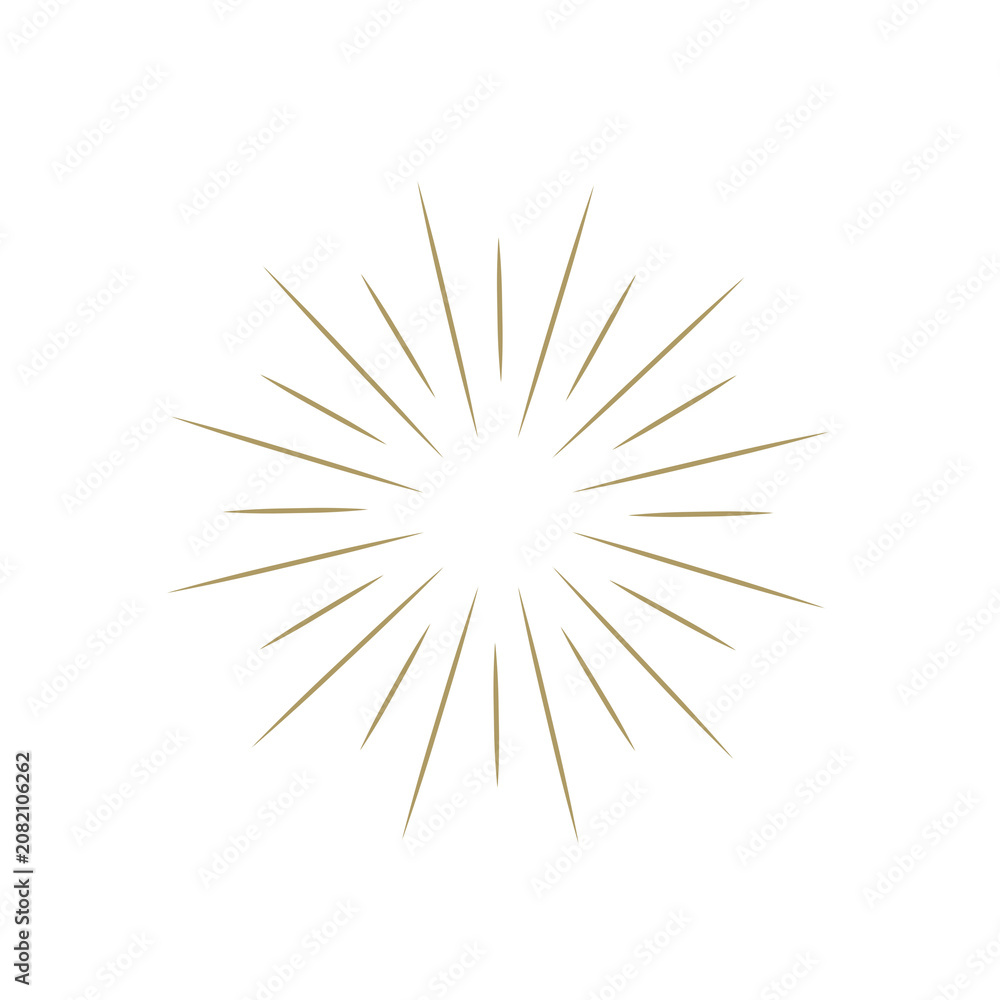 Obraz premium golden sunburst lineart rays radial exploxion comic book decorative