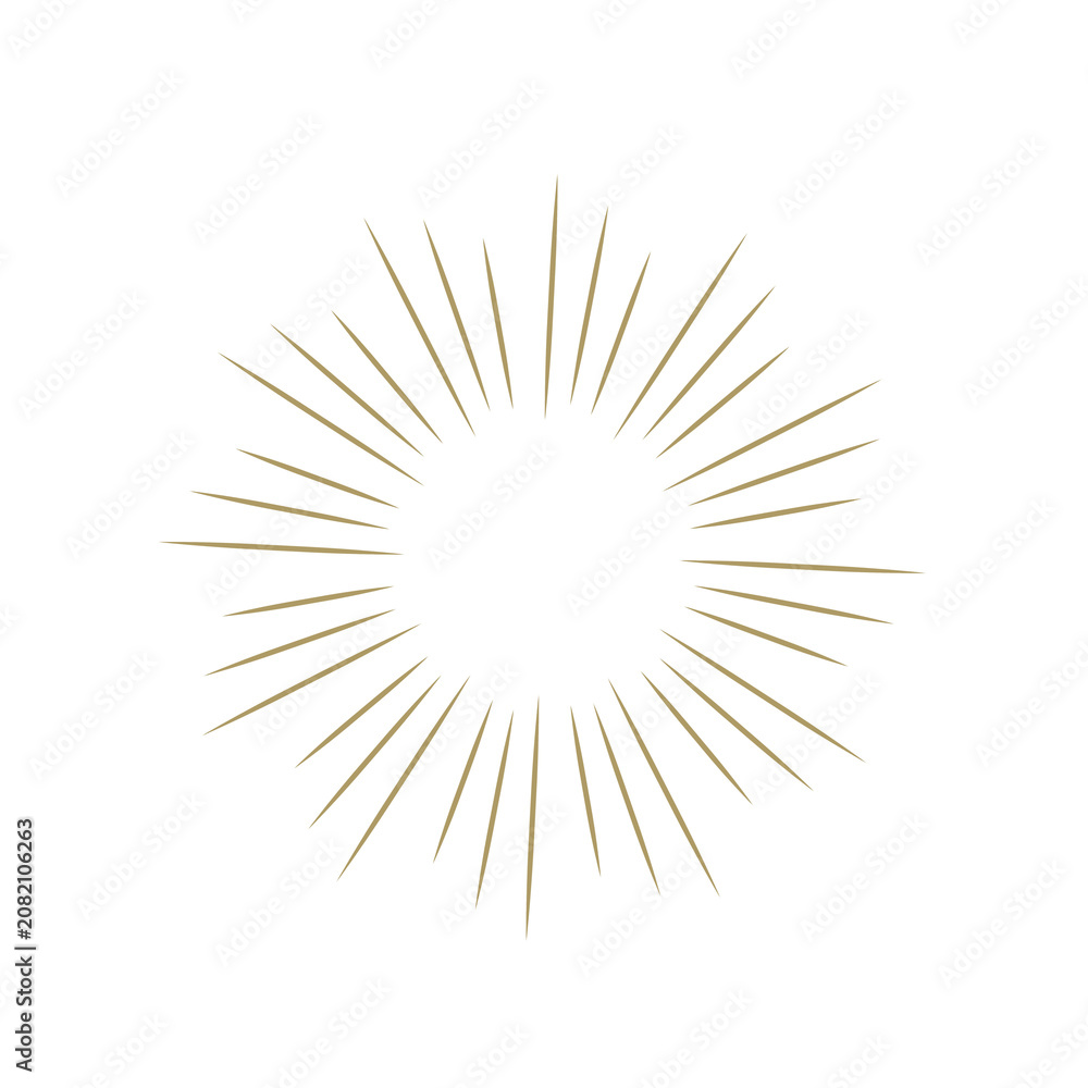 Obraz premium golden sunburst lineart rays radial exploxion comic book decorative