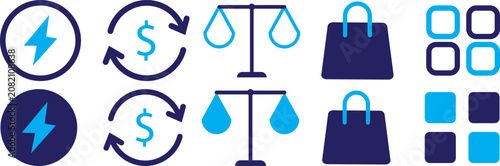 Tableau sur toile e commerce online business icon line style shopping editable stroke vector set