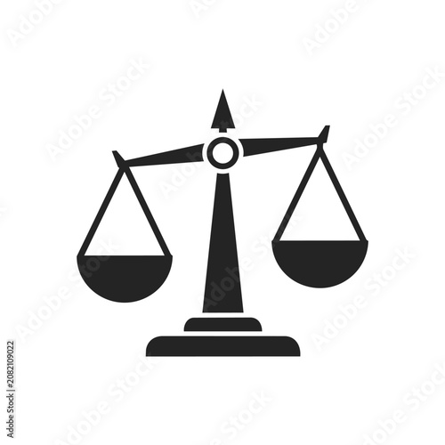 Bild auf Leinwand Black silhouette of balanced scales icon for justice and law