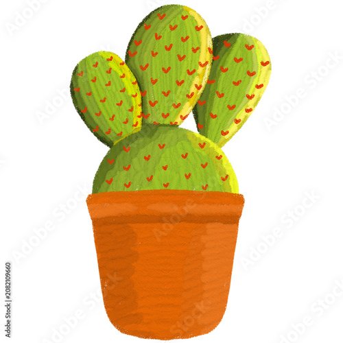 Cute hand drawn zebra succulent plant with white stripes inside a brown clay pot illustration