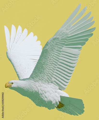 white flying bird, reminiscent of an Eagle but pure white