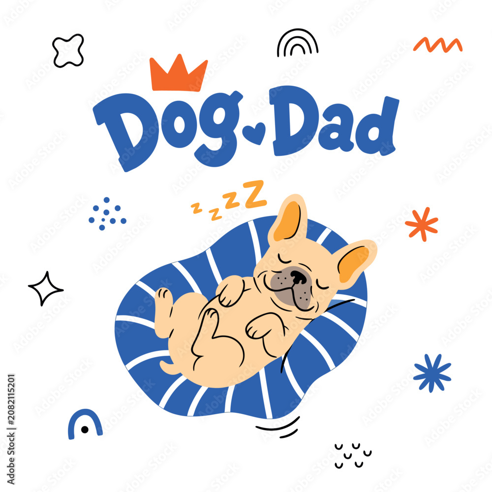 Fototapeta premium Cute colorful dog breed illustrations with playful quotes and modern flat style. Perfect for greeting cards, nursery decor, stickers, apparel, posters, planners, gifts, and pet lover designs.