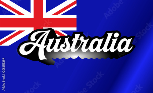 Australia Lettering with Flag Background Design Template Inspiration, Vector Illustration
