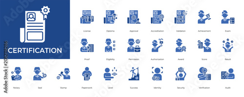 Cuadro en lienzo Certification Icon set Collection in Glyph Two Color Style
