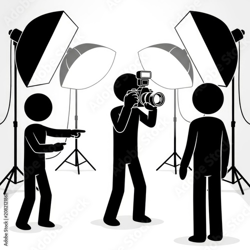 Photography studio with camera crew working.