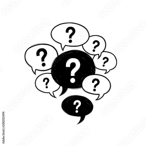Question marks in speech bubbles icon.