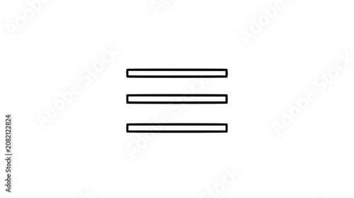 Three stacked menu lines vector icon, bold minimalist outline illustration of hamburger navigation symbol for app interface, website toolbar, mobile options and user menu design asset