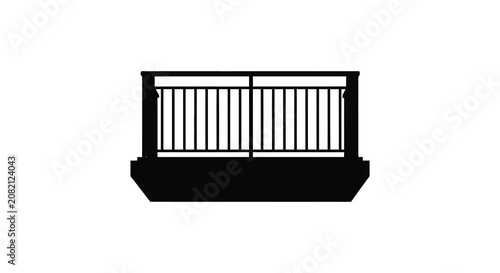 Obraz na płótnie Balcony Railing With Vertical Bars Black Silhouette banister balustrade fence