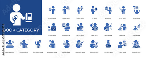 Foto Book Category Icon set Collection in Glyph Two Color Style