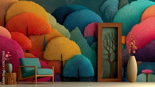 Colorful Abstract Nature Wall Art Inspiring Positive Thinking, Joy and Mindful Living for Modern Interior Spaces