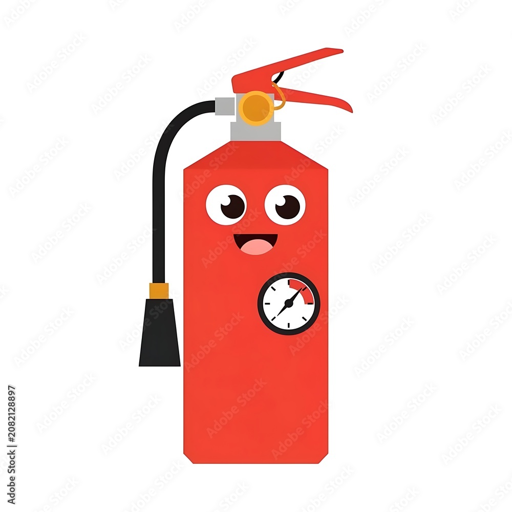 Obraz premium Cute red angry face character with crossed eyes and fangs.