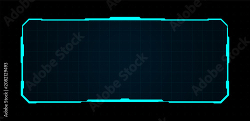 Futuristic HUD screen or technology box blue  interface sci-fi. Vector Illustration