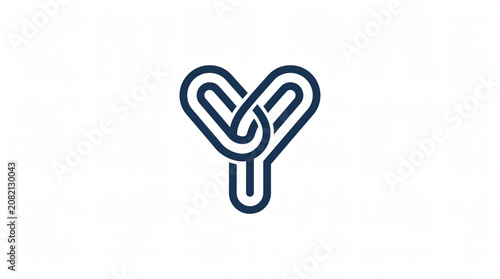 Logo huruf Y dengan seni garis saling bertautan minimalis.	
