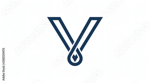 Logo huruf V dengan seni garis saling bertautan minimalis.	