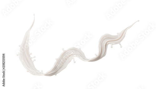 A white splash of milk isolated on a transparent background, 3d illustration.