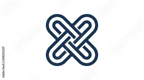 Logo huruf X dengan seni garis saling bertautan minimalis.	