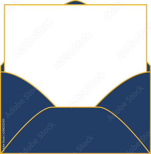 Luxury Blue and Gold Envelope Vector Icon Set, Minimalist Mail Line Art for Invitation Design