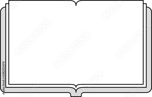 Minimalist Open Book Border Vector Icon Set, Simple Line Art Frames for Education Design