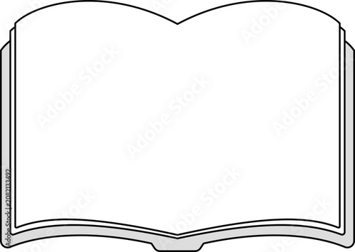 Minimalist Open Book Border Vector Icon Set, Simple Line Art Frames for Education Design